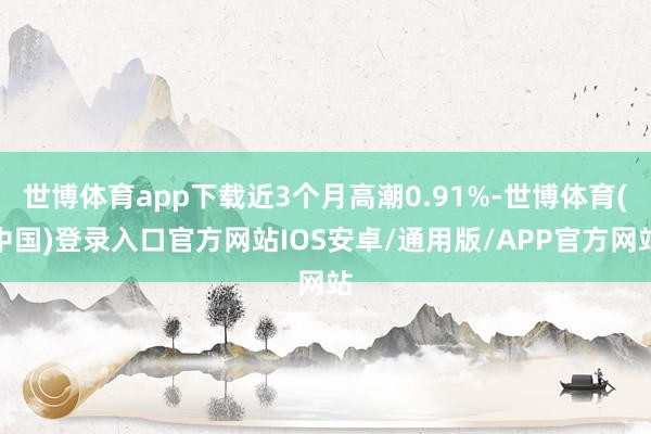 世博体育app下载近3个月高潮0.91%-世博体育(中国)登录入口官方网站IOS安卓/通用版/APP官方网站