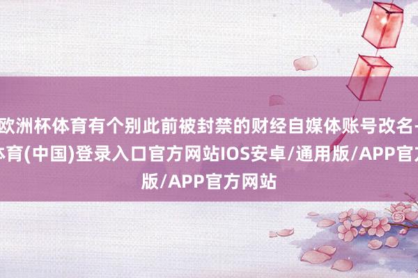欧洲杯体育有个别此前被封禁的财经自媒体账号改名-世博体育(中国)登录入口官方网站IOS安卓/通用版/APP官方网站