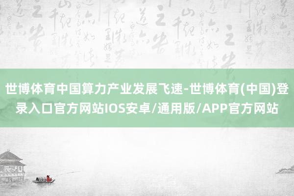 世博体育中国算力产业发展飞速-世博体育(中国)登录入口官方网站IOS安卓/通用版/APP官方网站
