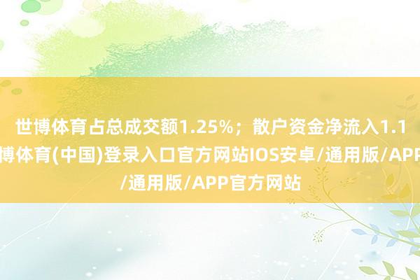 世博体育占总成交额1.25%；散户资金净流入1.12亿元-世博体育(中国)登录入口官方网站IOS安卓/通用版/APP官方网站