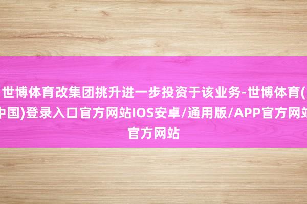 世博体育改集团挑升进一步投资于该业务-世博体育(中国)登录入口官方网站IOS安卓/通用版/APP官方网站