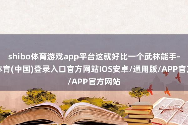 shibo体育游戏app平台这就好比一个武林能手-世博体育(中国)登录入口官方网站IOS安卓/通用版/APP官方网站
