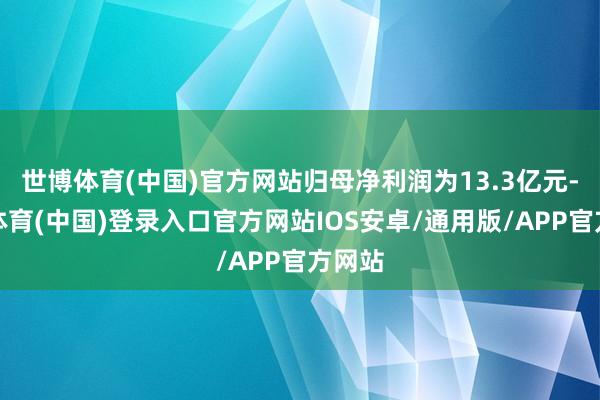 世博体育(中国)官方网站归母净利润为13.3亿元-世博体育(中国)登录入口官方网站IOS安卓/通用版/APP官方网站