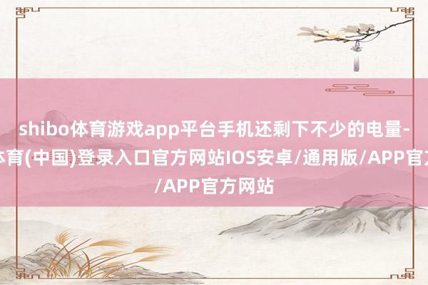 shibo体育游戏app平台手机还剩下不少的电量-世博体育(中国)登录入口官方网站IOS安卓/通用版/APP官方网站